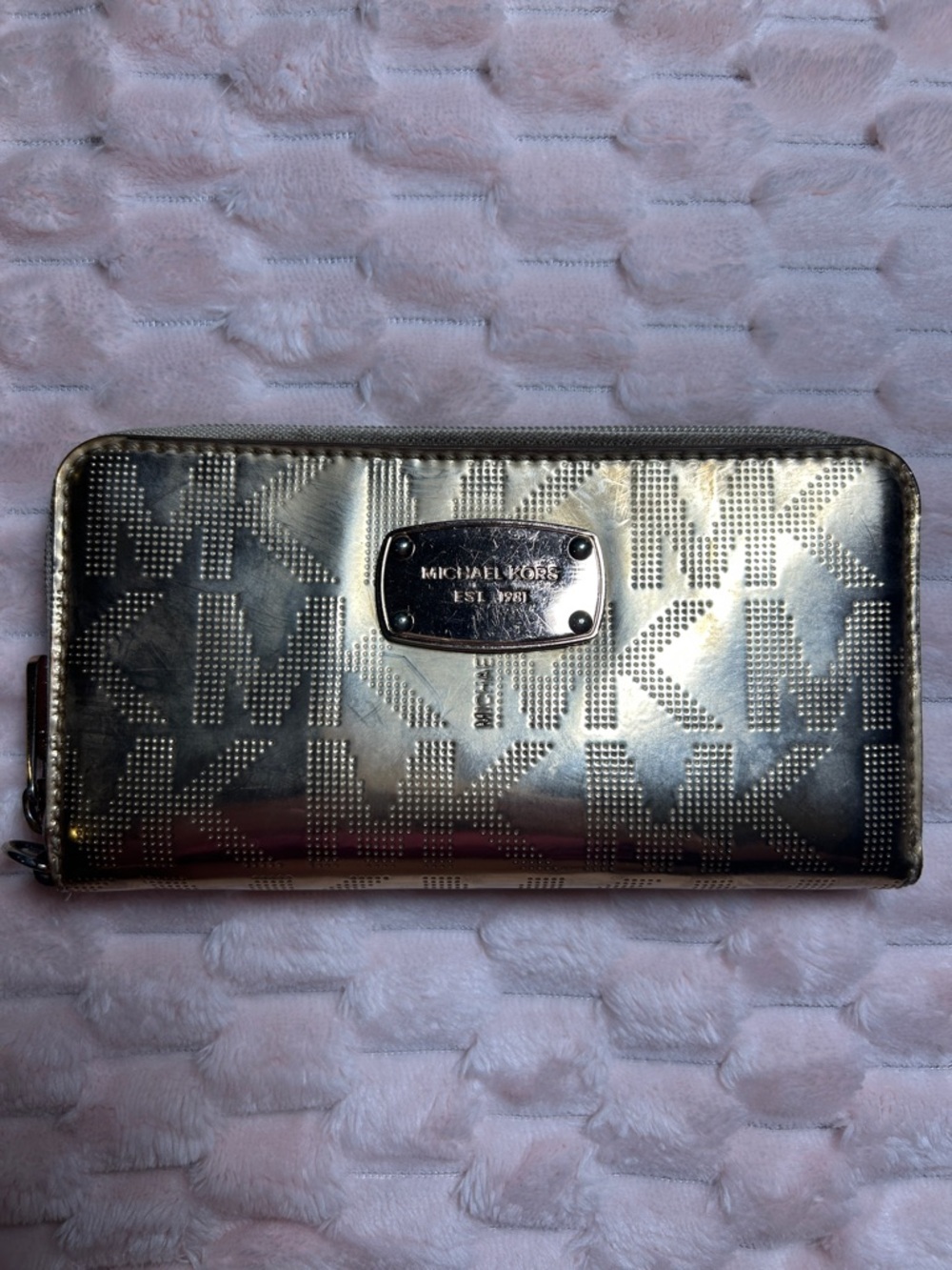 Michael Kors Metallic Gold Zip-Around Logo Wallet